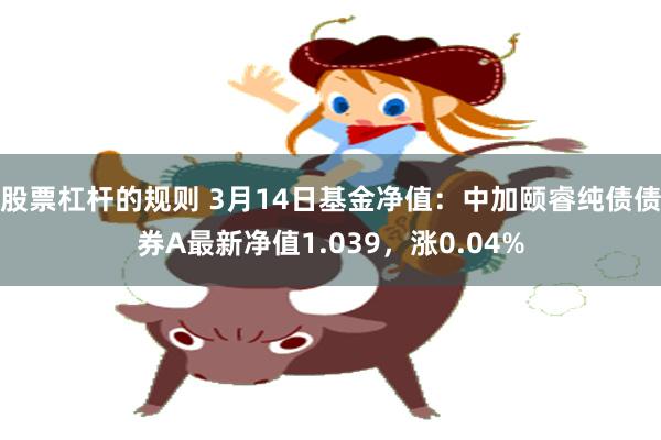 股票杠杆的规则 3月14日基金净值：中加颐睿纯债债券A最新净值1.039，涨0.04%