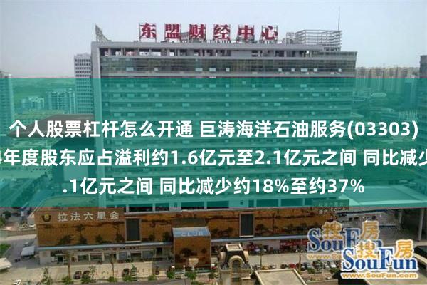 个人股票杠杆怎么开通 巨涛海洋石油服务(03303)发盈警 预期2024年度股东应占溢利约1.6亿元至2.1亿元之间 同比减少约18%至约37%