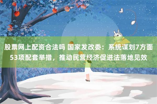 股票网上配资合法吗 国家发改委：系统谋划7方面53项配套举措，推动民营经济促进法落地见效